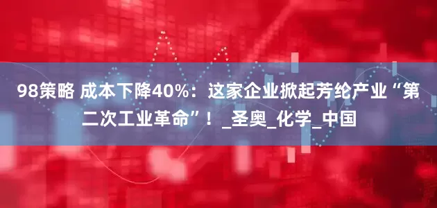 98策略 成本下降40%：这家企业掀起芳纶产业“第二次工业革命”！_圣奥_化学_中国